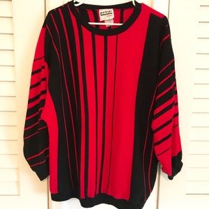 Vintage 80s Striped Batwing Plus Size Sweater